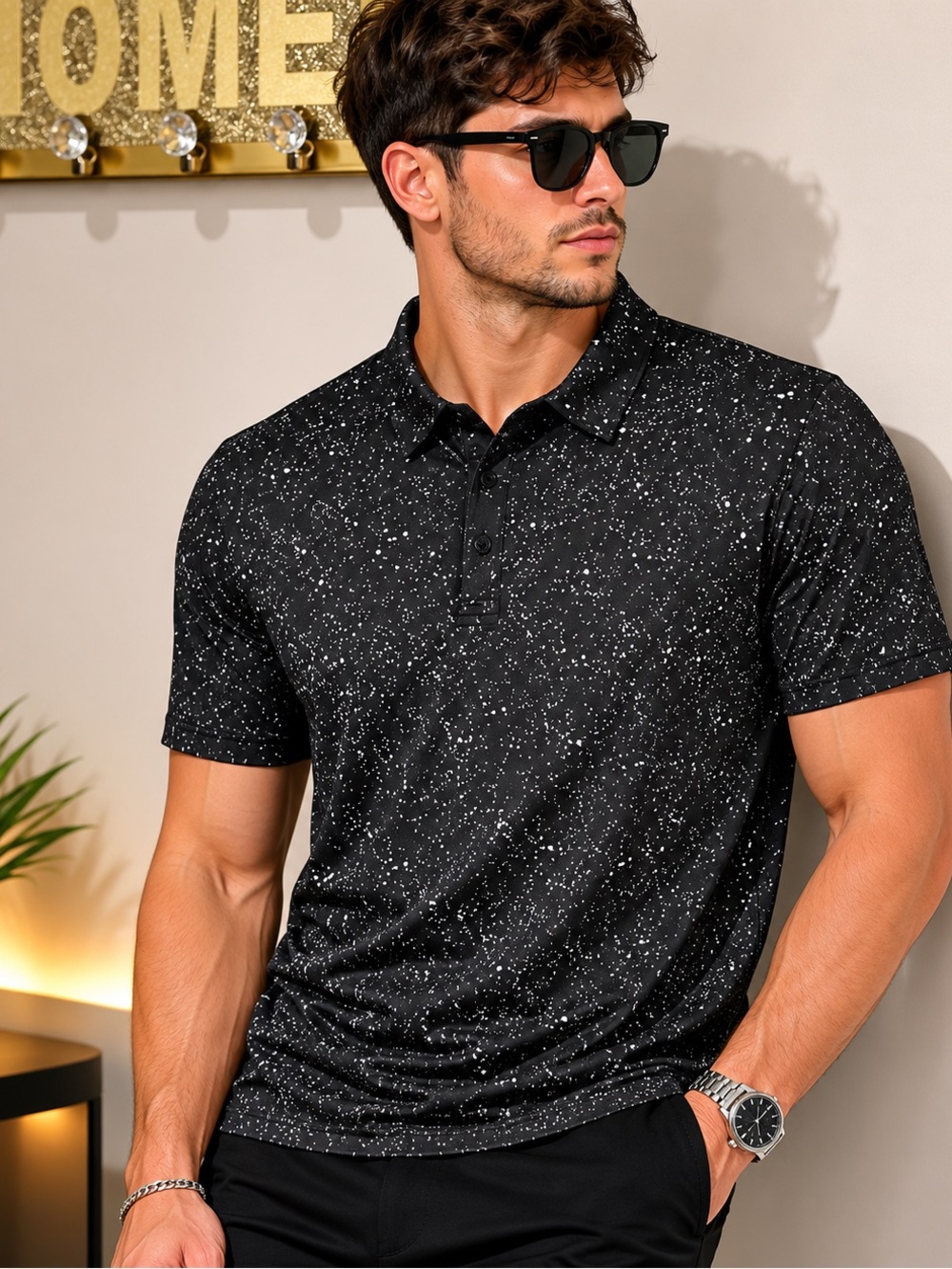 Birdie & Bound 3XL Black Speckled Golf Polo NWT Stretch Performance